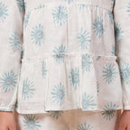 Girls White Printed Long Sleeve Top With Elasticated Pants & Headband Sets