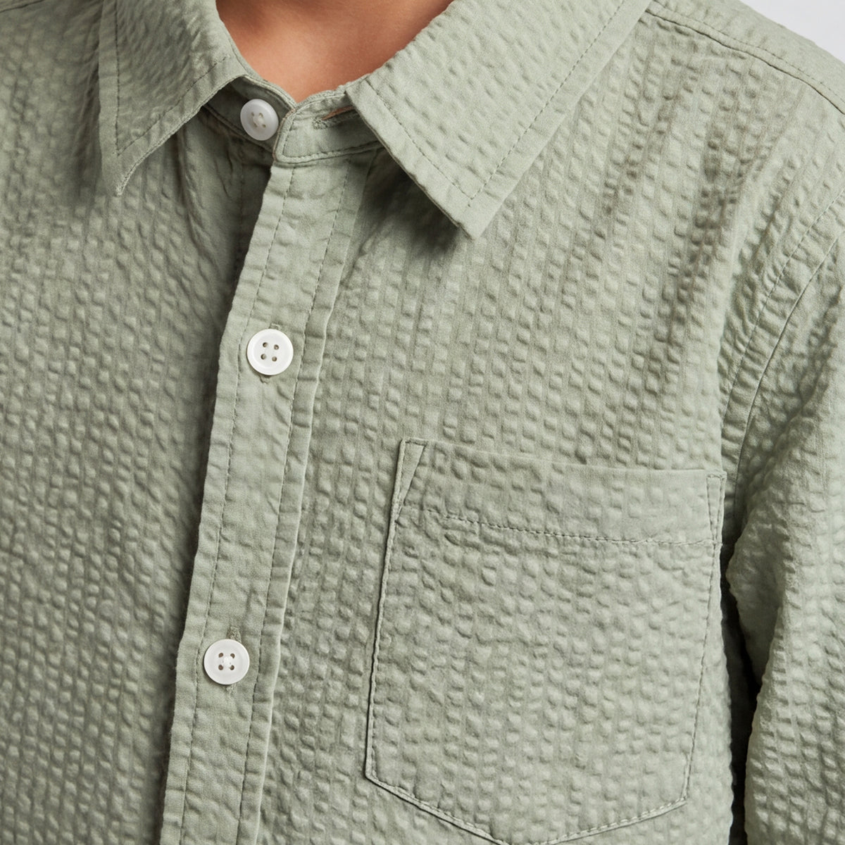 Boys Green Striped Long Sleeve Shirt