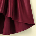 Girls Red Floral Applique High Low Sleeveless Party Wear Dress