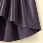 Girls Grey Floral Applique High Low Sleeveless Party Wear Dress