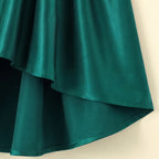 Girls Green Floral Applique High Low Sleeveless Party Wear Dress
