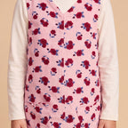 Girls Flower Printed A-Line Dress With Knitted T-Shirt