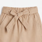 Girls Khaki Elasticated Trouser With Fabric Belt