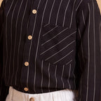 Boys Black Long Sleeve Stripes Shirt With Elasticated Trousers Set