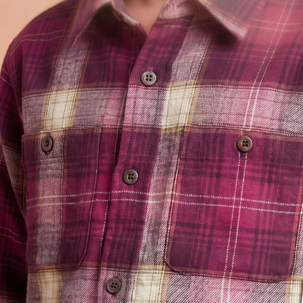 Boys Red Checked Long Sleeve Shirt