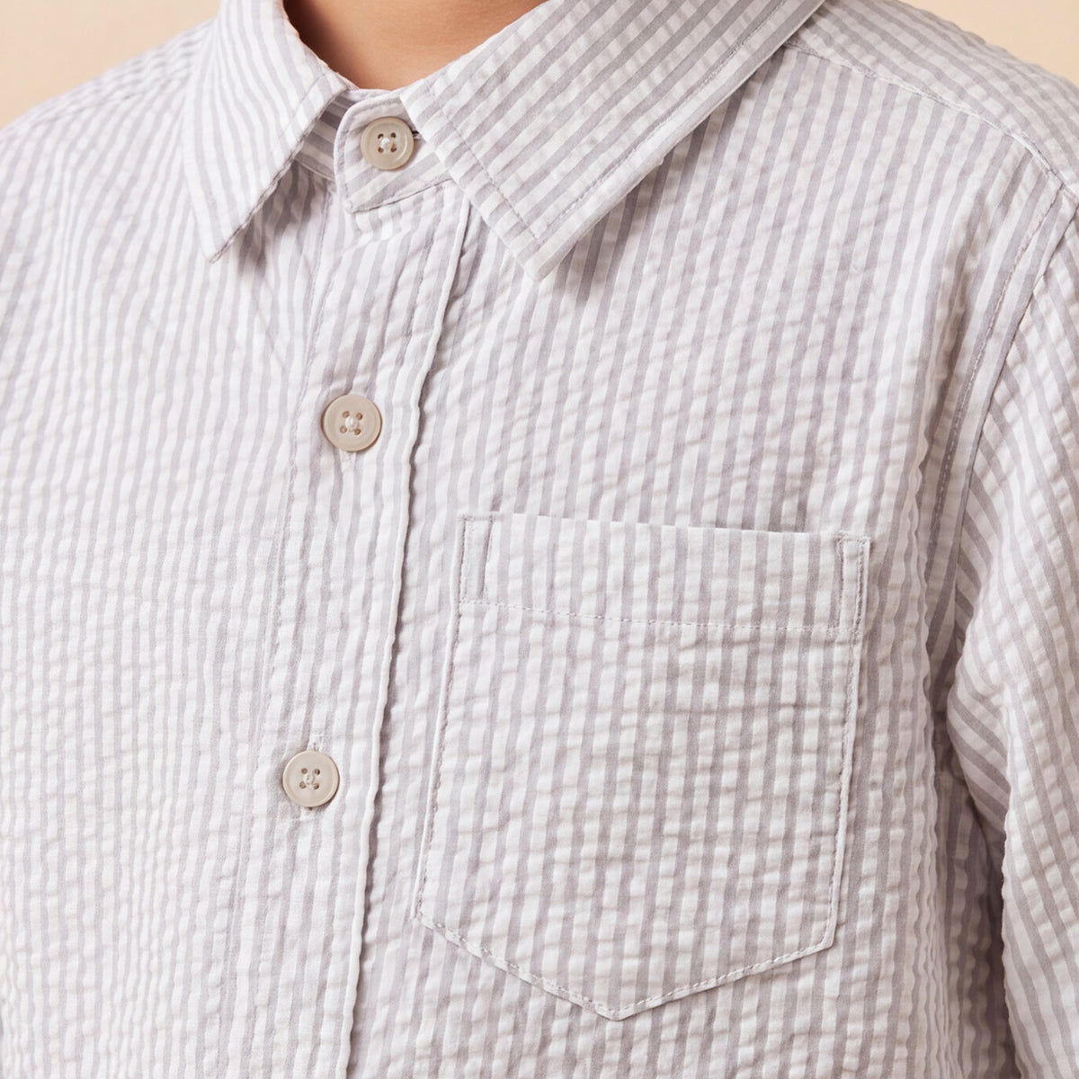 Boys Blue Striped Long Sleeve Shirt