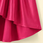Girls Pink Floral Applique High Low Sleeveless Party Wear Dress