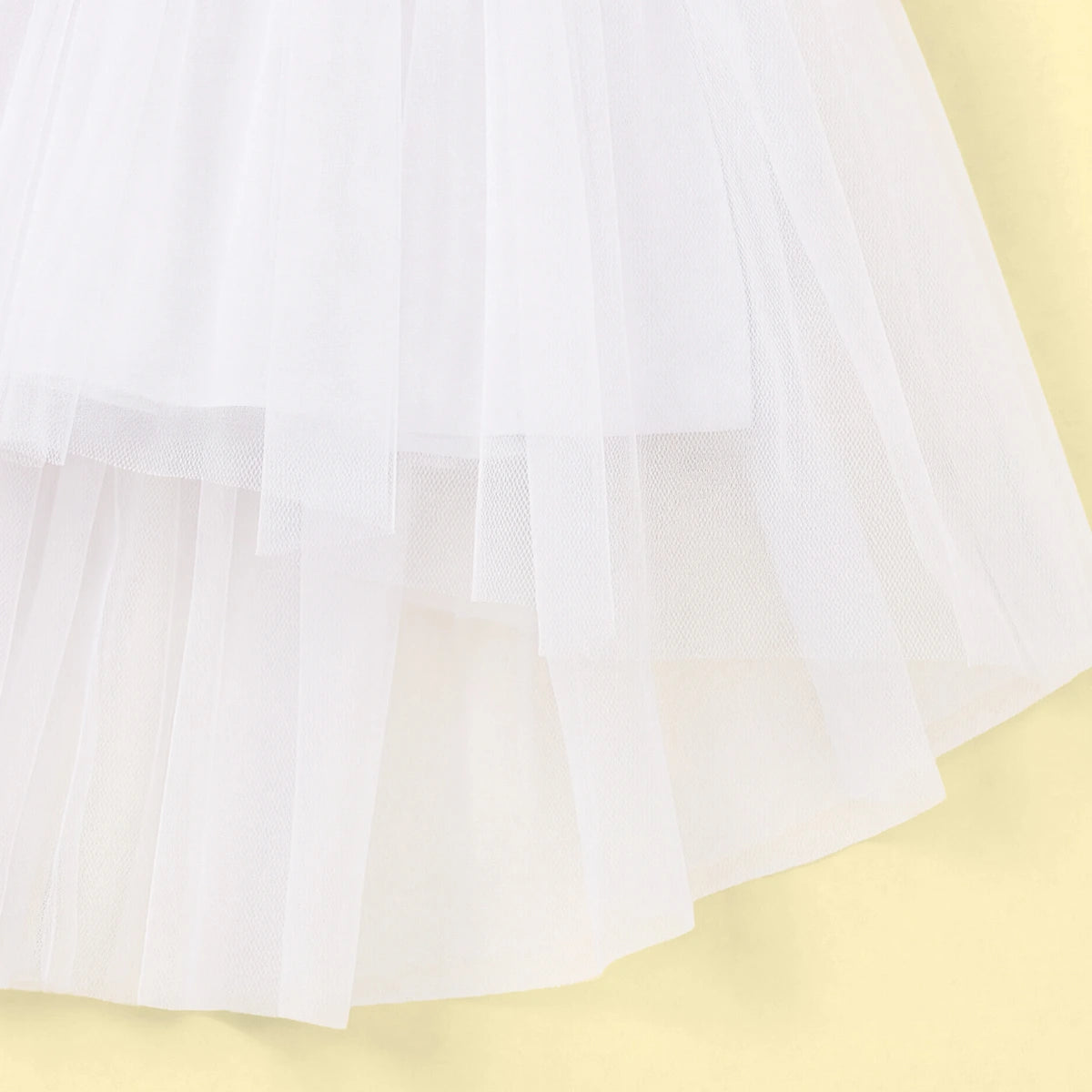 Girls White Floral Applique High Low Sleeveless Party Wear Dress