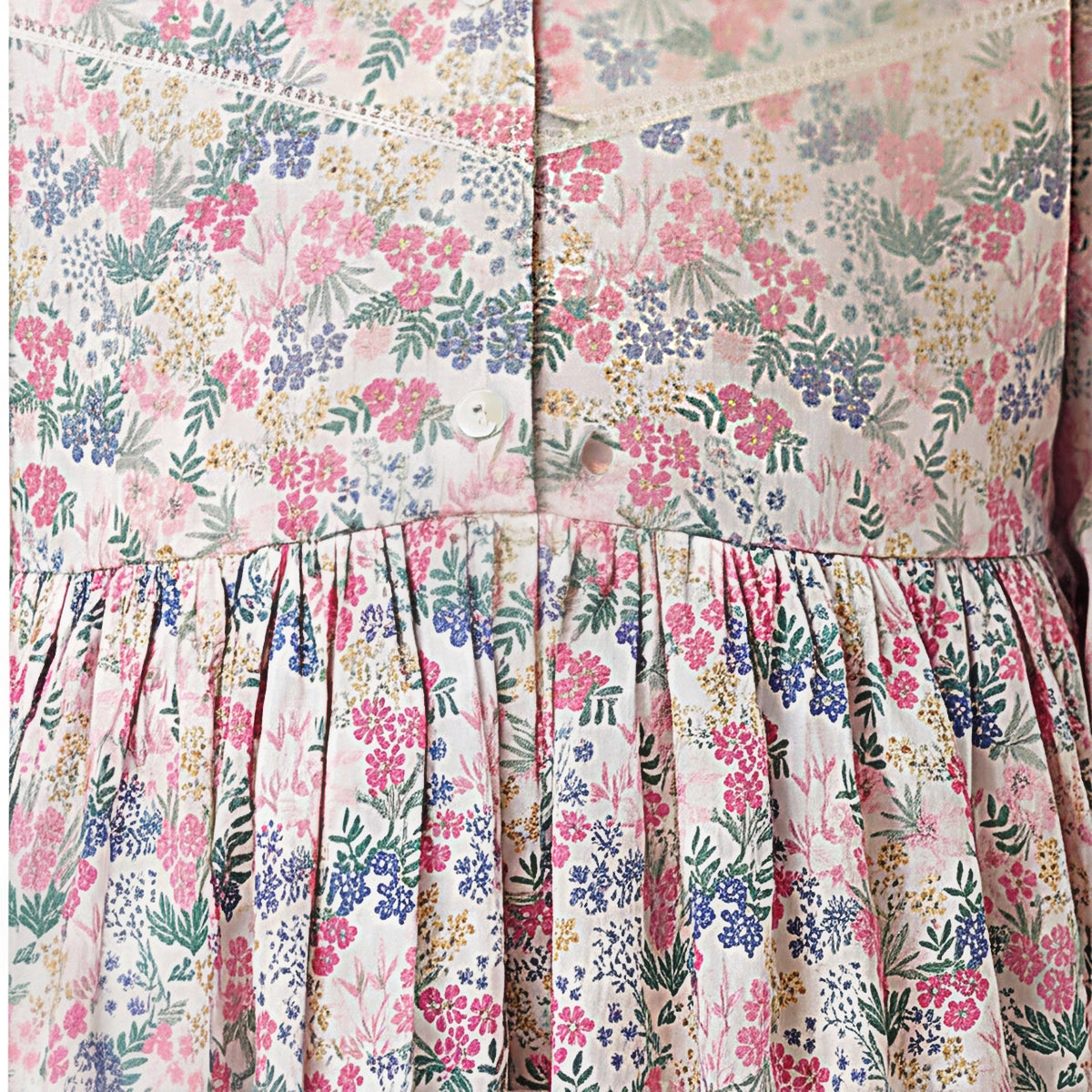 Girls Pink Floral Printed Long Sleeve Dress