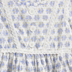 Girls Blue Printed Long Sleeve Dress