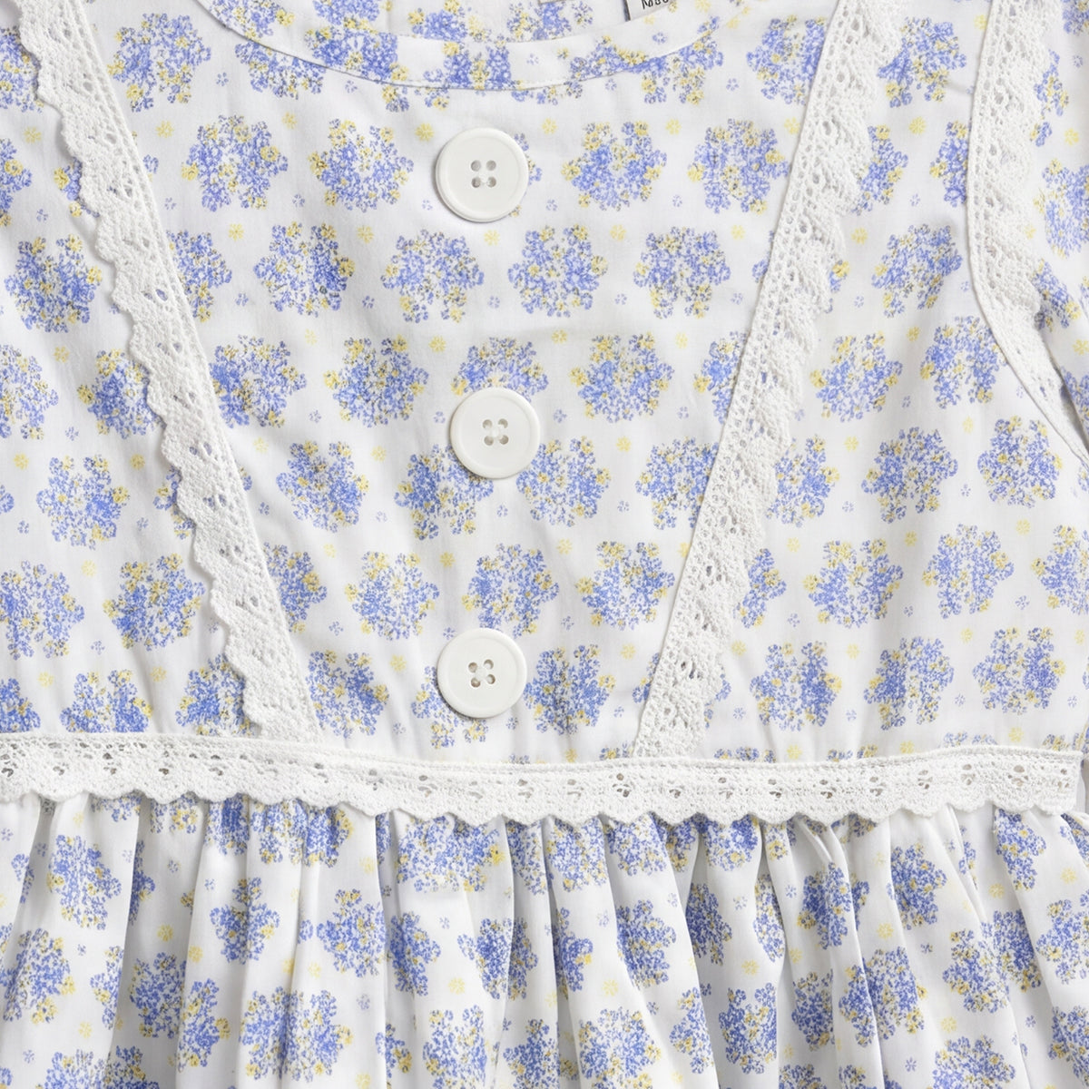 Girls Blue Printed Long Sleeve Dress