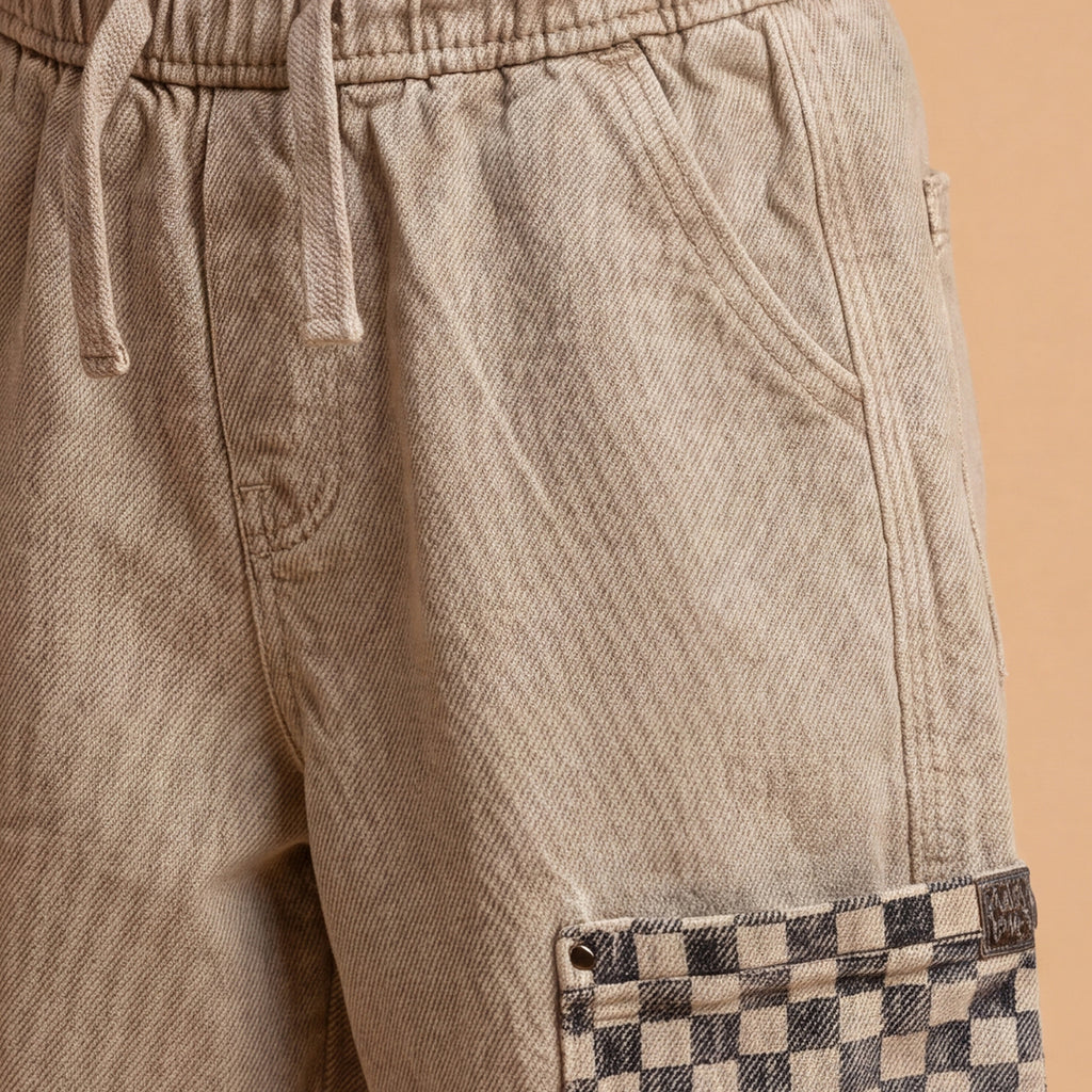 Boys Khaki Elasticated Cotton Twill Trousers