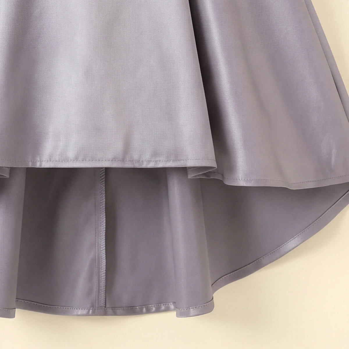 Girls Grey Floral Applique High Low Sleeveless Party Wear Dress