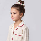 Girls 3Pcs Pajama Set: Long Sleeve Shirt, Pajamas and Matching Stretched Hair Band