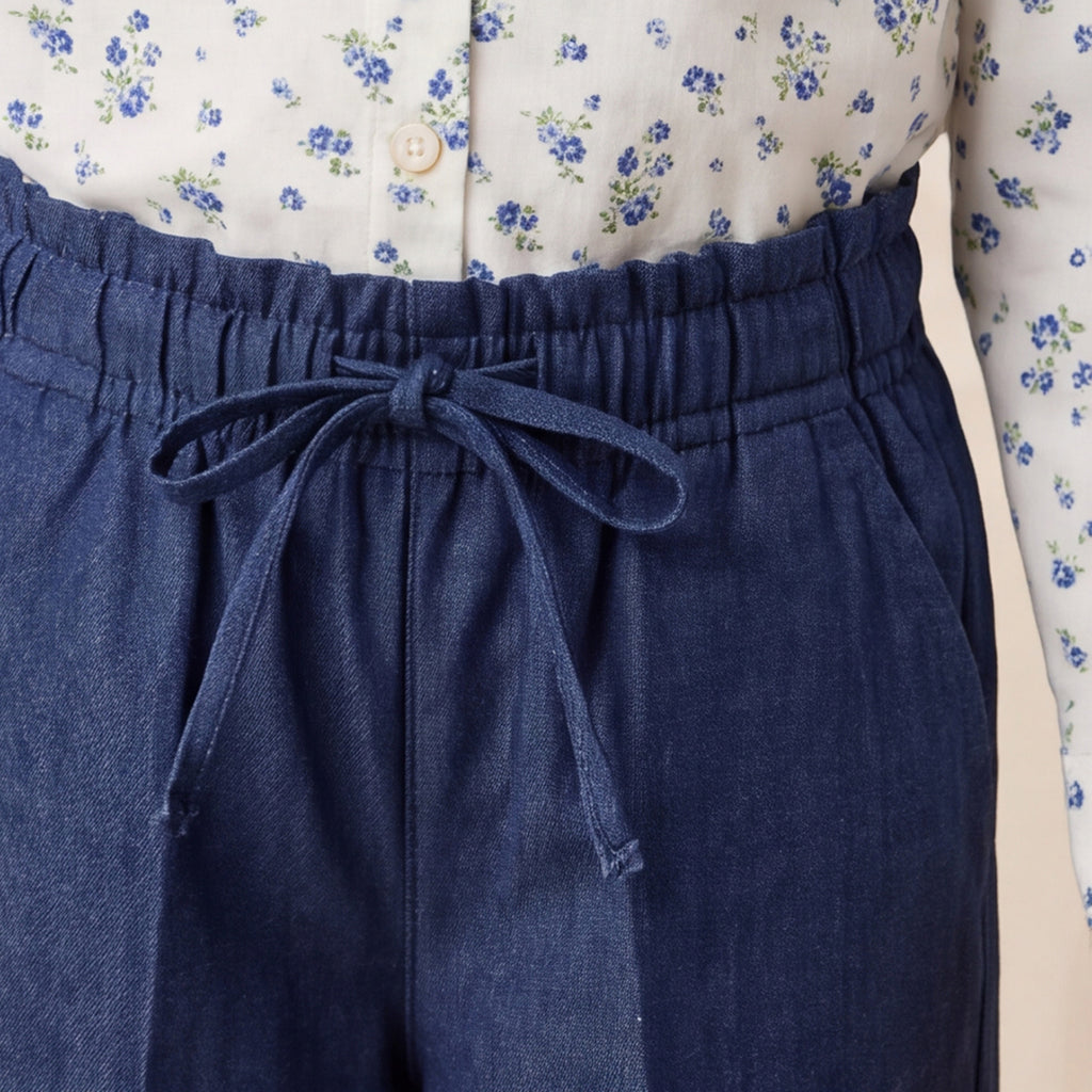 Girls Blue Floral Printed Long Sleeve Shirt and Elasticated Pants Set