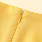 Girls Yellow Floral Applique High Low Sleeveless Party Wear Dress