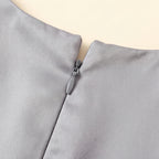 Girls Grey Floral Applique High Low Sleeveless Party Wear Dress