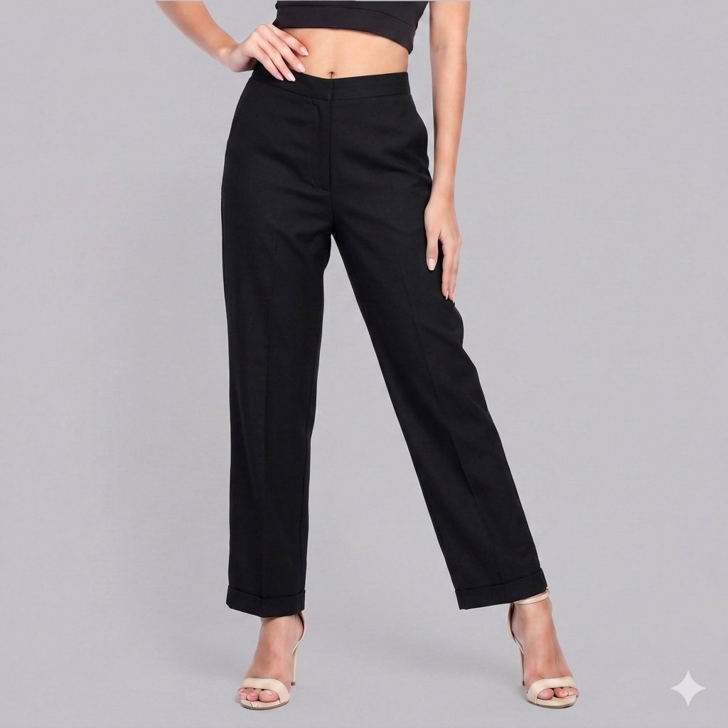 Women Black Wide Leg Palazzo With 2 Side Pockets